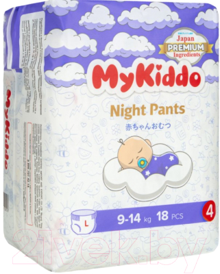 Подгузники-трусики детские MyKiddo Night L 9-14кг (18шт)
