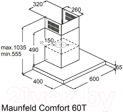 Вытяжка Т-образная Maunfeld Comfort 60 T (черный)