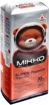Подгузники-трусики детские Mikko Bear Super Premium XL 12-20кг (50шт)