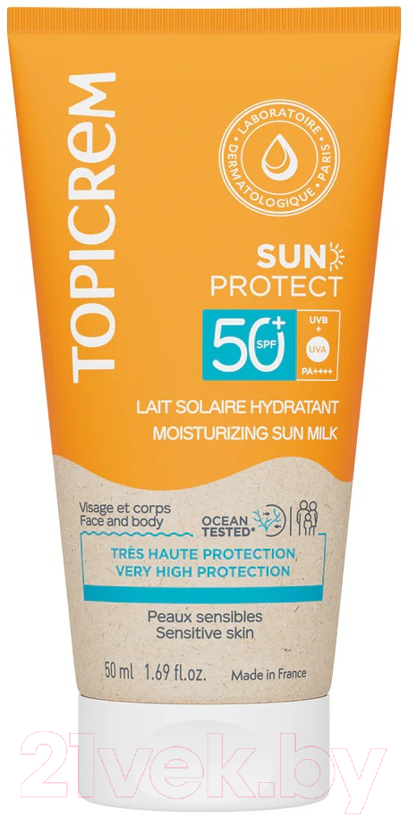 Молочко солнцезащитное Topicrem Sun Protect Увлажняющее SPF50+ (50мл)