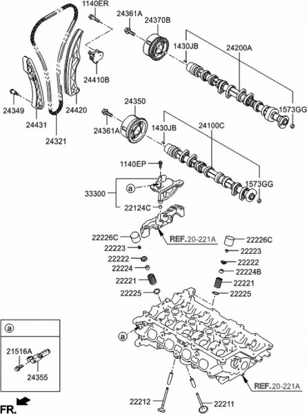 Впускной клапан двигателя Hyundai/KIA 222112B400