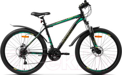 Велосипед AIST Quest Disc 26 2024 (16, черный/зеленый)