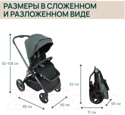 Детская прогулочная коляска Chicco Mysa Stroller (Jade Green)