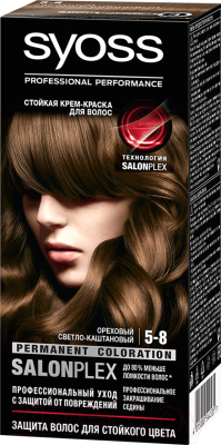 

Крем-краска для волос Syoss, Шатен, Salonplex Permanent Coloration 5-8