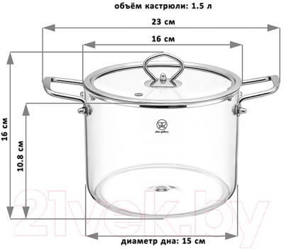 Кастрюля Elan Gallery Crystal glass / 360170 