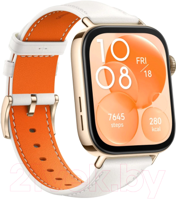 Умные часы Huawei Watch Fit 3 Slo-B19 / 55020CDT (белый, кожаный ремешок)