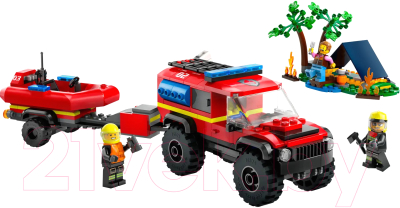 Конструктор Lego City Fire Пожарная машина 4x4 со спасительным катером / 60412 