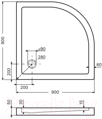 Душевой поддон Axus Rondo 90x90 / PR-90