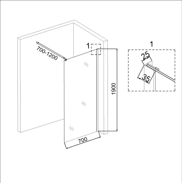 Купить Душевая стенка Niagara 70x190 / NG-531-70 в Барановичах