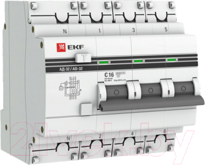 Дифференциальный автомат EKF PROxima АД-32 3P+N 16А 30мА 4.5кА DA32-16-30-4P-pro