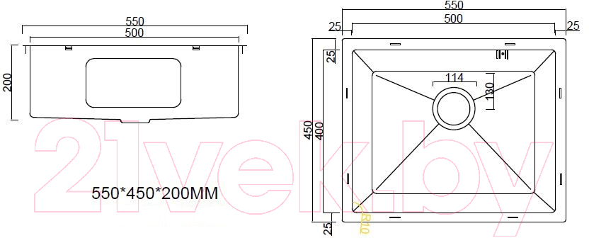 Мойка кухонная Arfeka Eco AR Decor 55x45