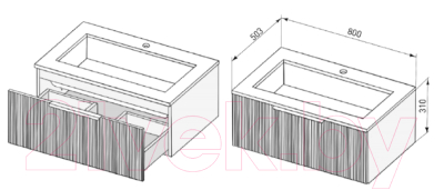 Тумба под умывальник Umy Home Box Н 80 / UB800V1G (серый)