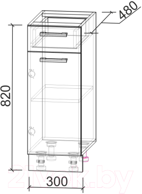 Шкаф-стол кухонный Интерлиния Компо НШ30рш1 (дуб белый)