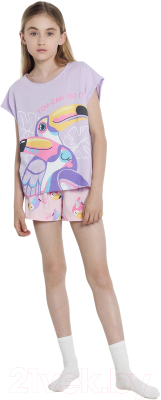 Пижама детская Mark Formelle 567737 (р.152-76, светло-лиловый/птички на розовом)