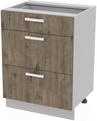 Шкаф-стол кухонный Интерлиния Компо НШ60рш3 1м+2б (дуб веллингтон)