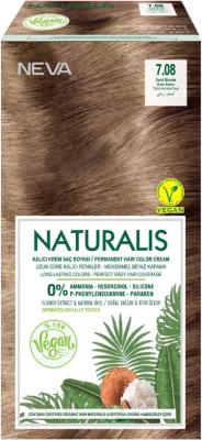 Крем-краска для волос Naturalis Vegan Sand Blonde 7.08 (песочно-желтый)