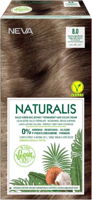 Крем-краска для волос Naturalis Vegan Intense Light Blonde 8.0 (интенсивный светлый каштановый)
