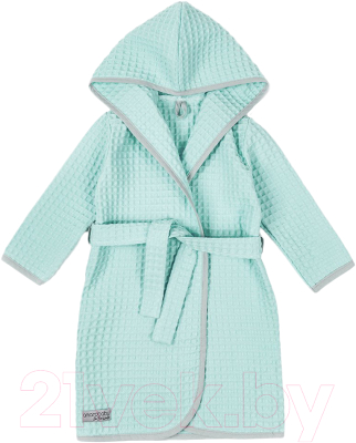 Халат детский Amarobaby Waffle с капюшоном / AB-OD22-WAF2502/32-134  (мятный, р.134-140)