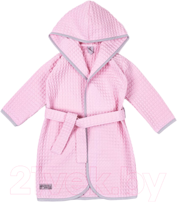 Халат детский Amarobaby Waffle с капюшоном / AB-OD22-WAF2502/06-134  (розовый, р.134-140)