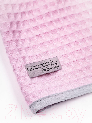 Халат детский Amarobaby Waffle с капюшоном / AB-OD22-WAF2502/06-134  (розовый, р.134-140)