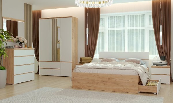 Комод Памир Гретта 4Я (крафт золотой/белый)