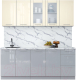 Миниатюра изображения товара Кухонный гарнитур Интерлиния Мила Пластик 2.0 Б (ваниль глянец/туманный глянец/белый гранит)