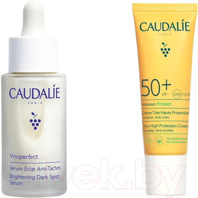 Набор косметики для лица Caudalie Сыворотка Vinoperfect+Солнцезащитный крем Vinosun SPF50+ (30мл+25мл)
