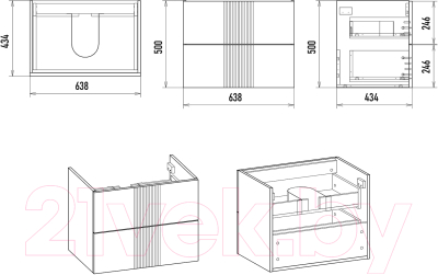 Тумба под умывальник Brevita Vega 70 / VEG-09070-0802Я