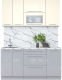 Миниатюра изображения товара Кухонный гарнитур Интерлиния Мила Пластик 1.6 В (ваниль глянец/туманный глянец/белый гранит)