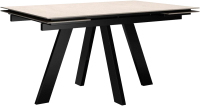 Обеденный стол DikLine DM140  (хромикс белый/опоры черные) - 