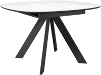 Обеденный стол DikLine BK100 (белый мрамор/подстолье черное/опоры черные) - 