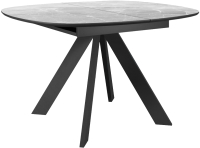 Обеденный стол DikLine BK100  (серый мрамор/подстолье черное/опоры черные) - 
