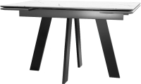 Обеденный стол DikLine SFM120  (белый мрамор сатин/подстолье черное/опоры черные) - 