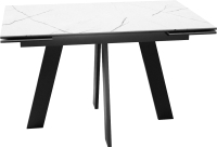 Обеденный стол DikLine Керамика SKM120 (белый мрамор/подстолье черное/опоры черные) - 