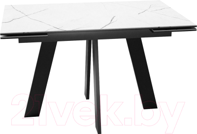 Обеденный стол DikLine Керамика SKM120 (белый мрамор/подстолье черное/опоры черные)