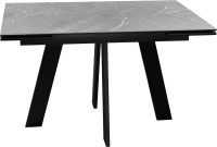 Обеденный стол DikLine Керамика SKM120 (серый мрамор/подстолье черное/опоры черные) - 
