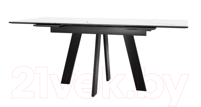 Обеденный стол DikLine Керамика SKM140  (белый мрамор/подстолье черное/опоры черные)