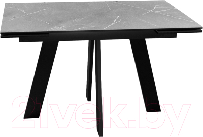 Обеденный стол DikLine Керамика SKM140  (серый мрамор/подстолье черное/опоры черные)