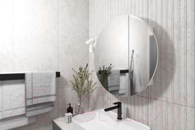 Шкаф с зеркалом для ванной Mobi Зеркальный 16.312.04 (белый PE шагрень)