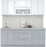 Кухонный гарнитур Интерлиния Мила Пластик 2.0 В (белый глянец/туманный глянец/опал светлый) - 