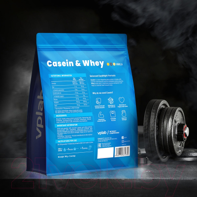 Протеин Vplab Casein & Whey (500г, ваниль)
