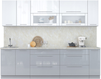 Готовая кухня Интерлиния Мила Пластик 2.7 В (белый глянец/туманный глянец/опал светлый) - 