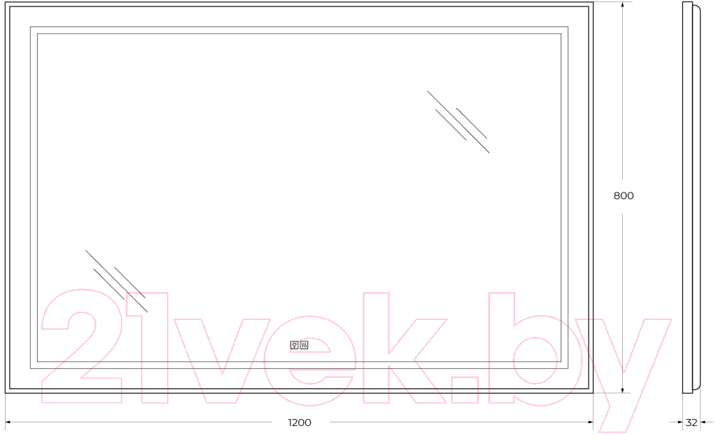 Зеркало BelBagno SPC-KRAFT-1200-800-LED-TCH-WARM