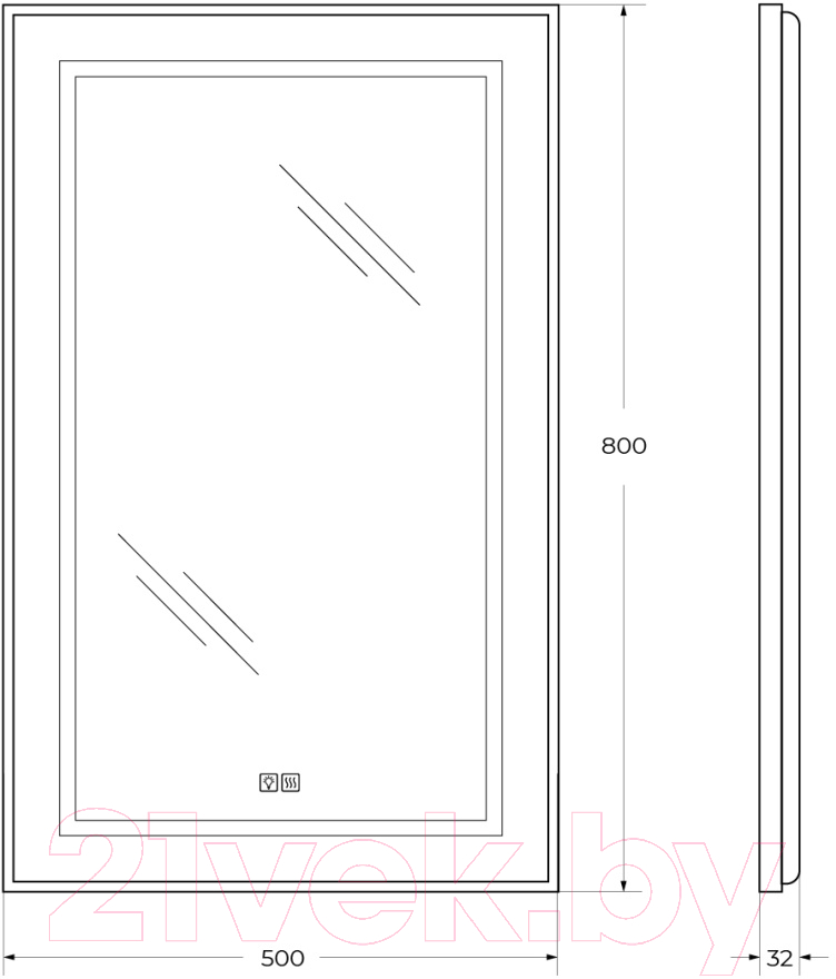 Зеркало BelBagno SPC-KRAFT-500-800-LED-TCH-WARM