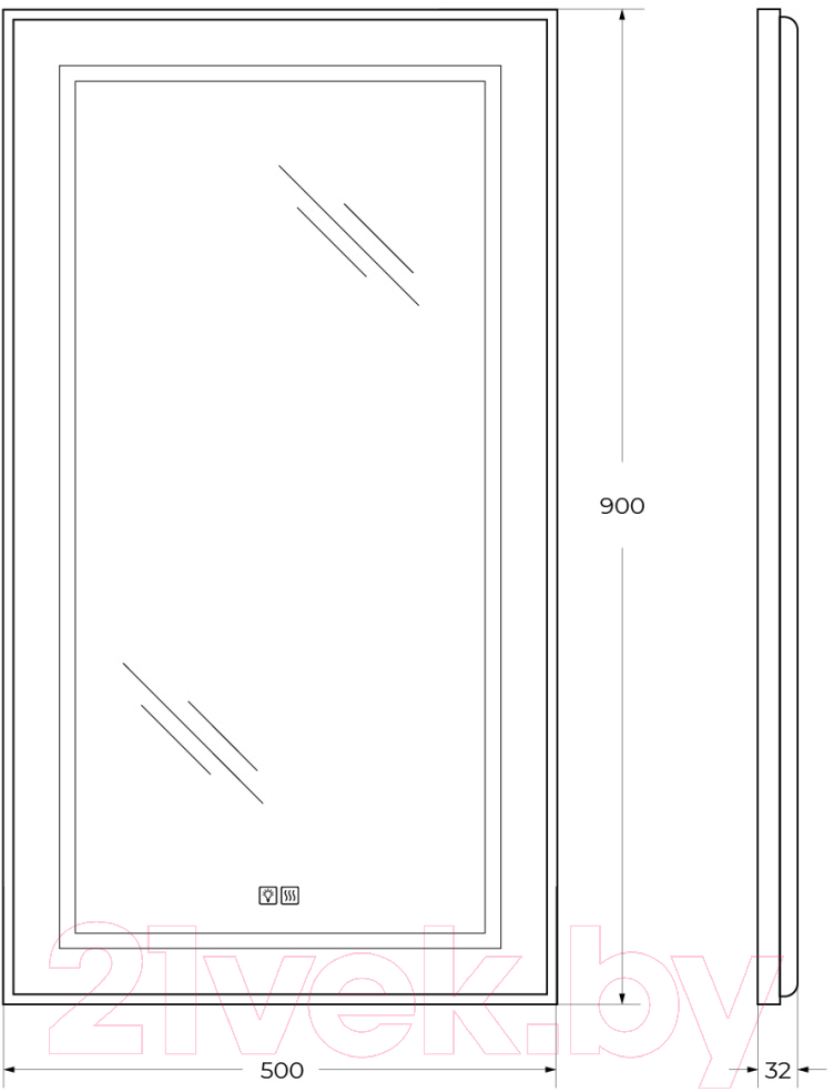 Зеркало BelBagno SPC-KRAFT-500-900-LED-TCH-WARM