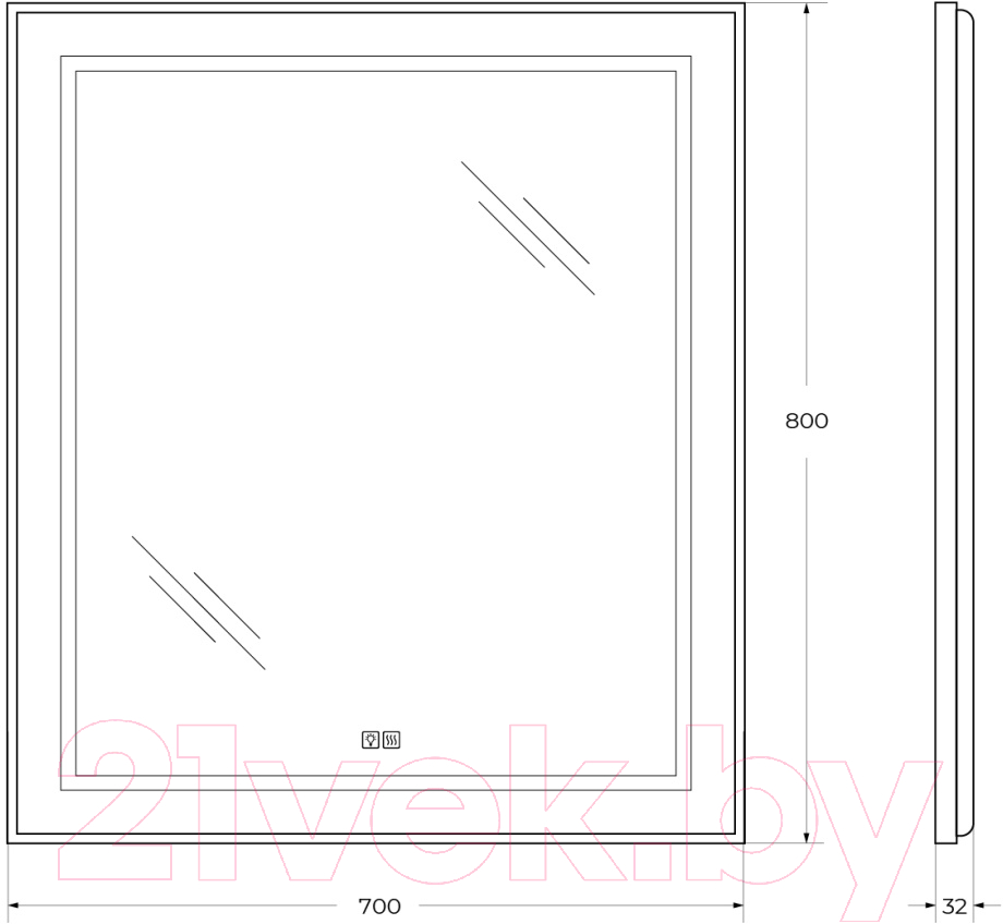 Зеркало BelBagno SPC-KRAFT-700-800-LED-TCH-WARM