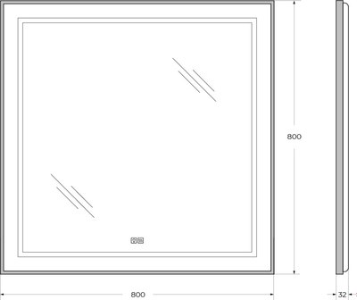 Зеркало BelBagno SPC-KRAFT-800-800-LED-TCH-WARM-NERO