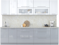 Кухонный гарнитур Интерлиния Мила Пластик 2.8 В (белый глянец/туманный глянец/опал светлый) - 