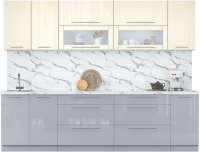 Кухонный гарнитур Интерлиния Мила Пластик 2.8 В (ваниль глянец/туманный глянец/белый гранит) - 