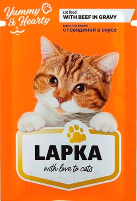 Влажный корм для кошек Lapka С говядиной (85г)